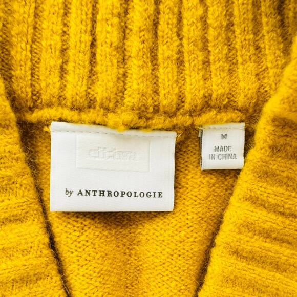 Anthropologie ett-twa Tessa Wrap Sweater Medium Mustard V-Neck Wool Alpaca Knit - Picture 4 of 6